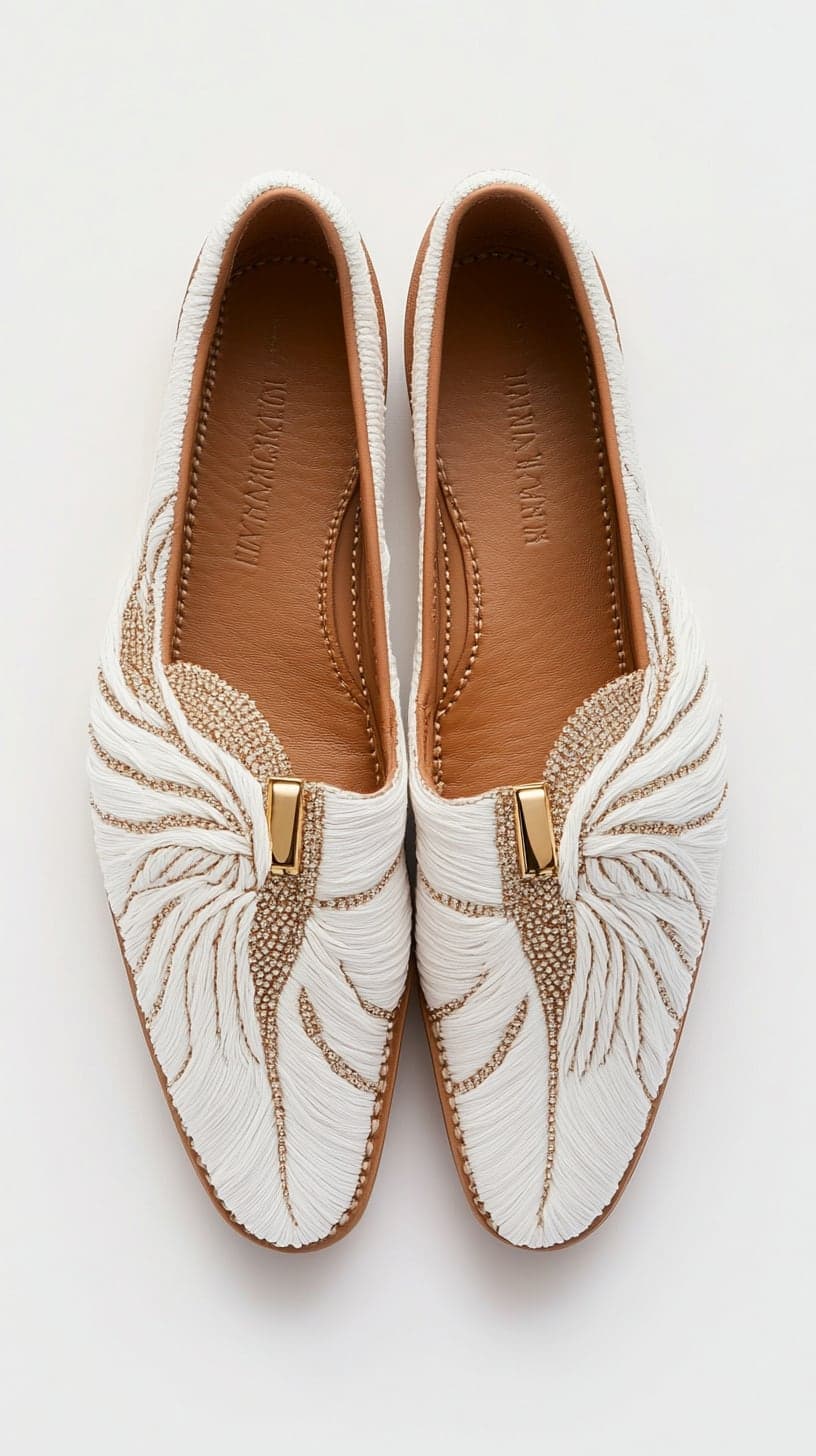 Loafer bordado · série de calçados criada com IA por Michelle Douglas e apresentada à Blue Bird Shoes