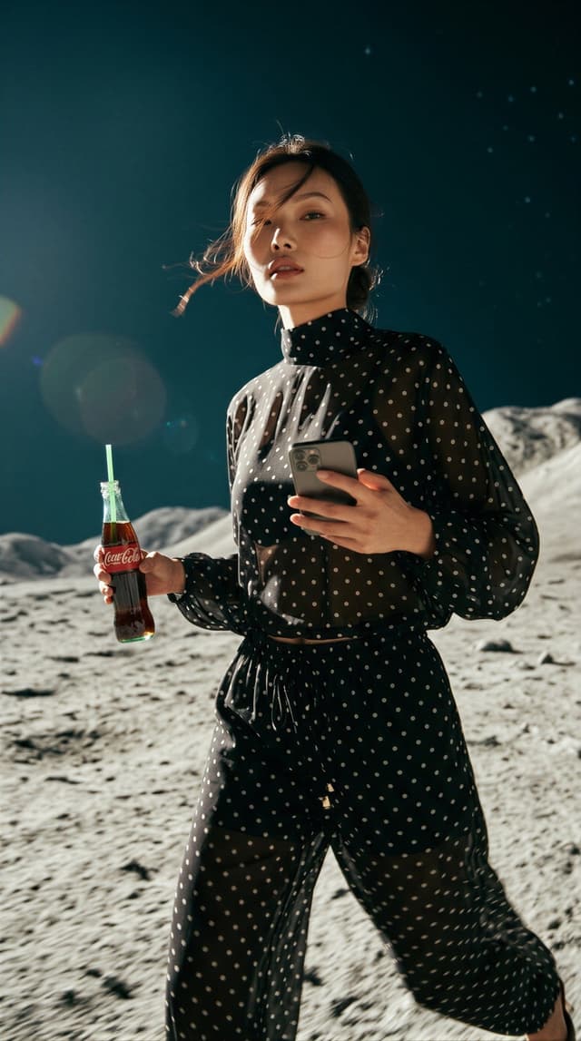 a peça real em cenário lunar