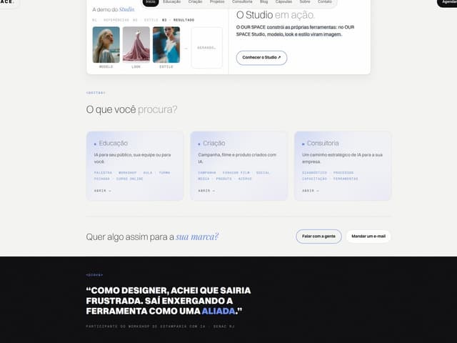 a demo do Studio, na home