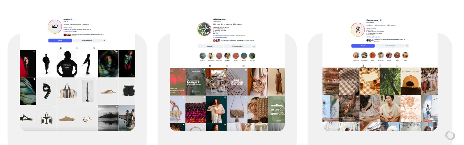 Marcas brasileiras de moda citadas pelas IAs no teste com ChatGPT e Gemini, entre elas Osklen, Catarina Mina, Flávia Aranha e Insecta Shoes · quem constrói conteúdo aparece na resposta
