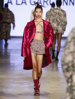 Look 53: parka, top, shorts
