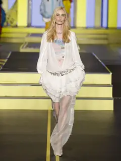 Look 43: blusa, saia, calça